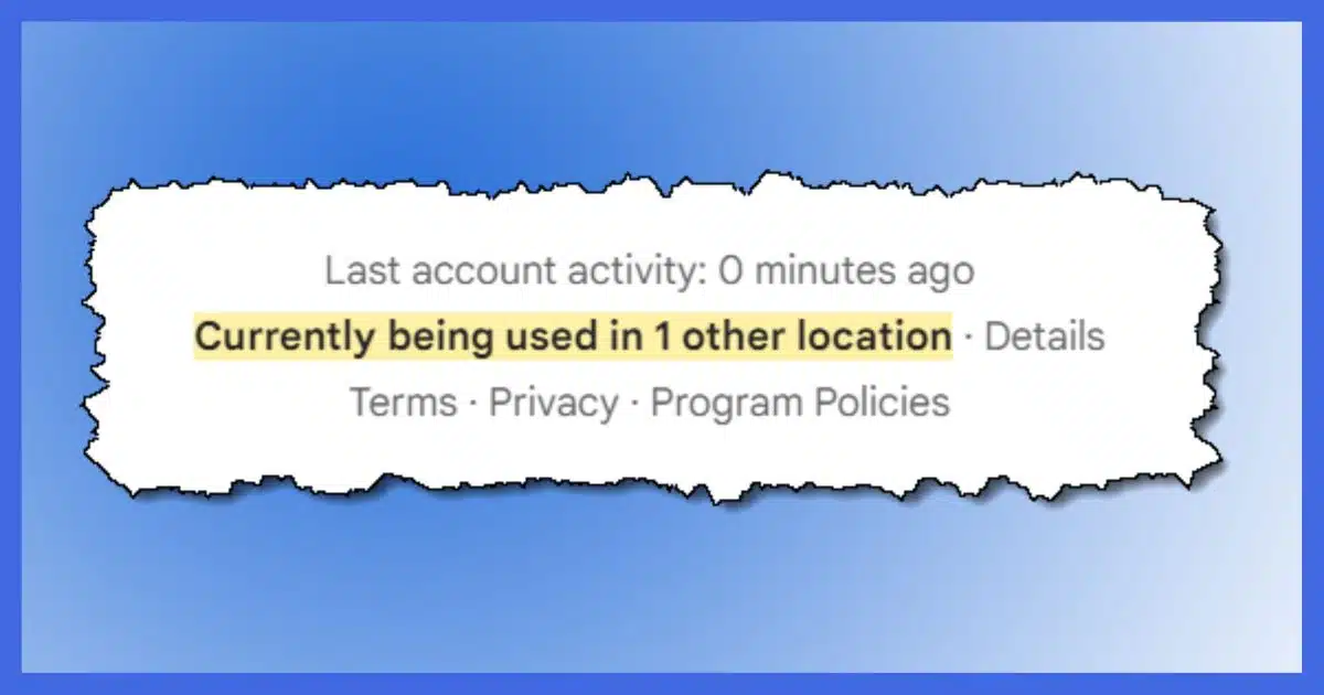 Gmail: Used in other location.