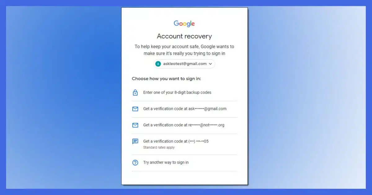 Some Gmail Account Recovery Options
