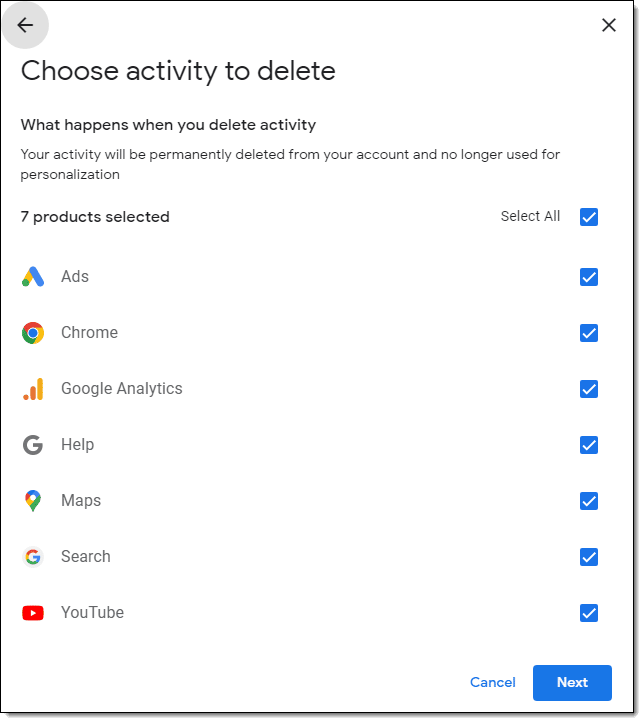 Delete activity choices.