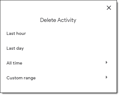 Delete activity range choices.