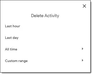 Delete activity range choices.