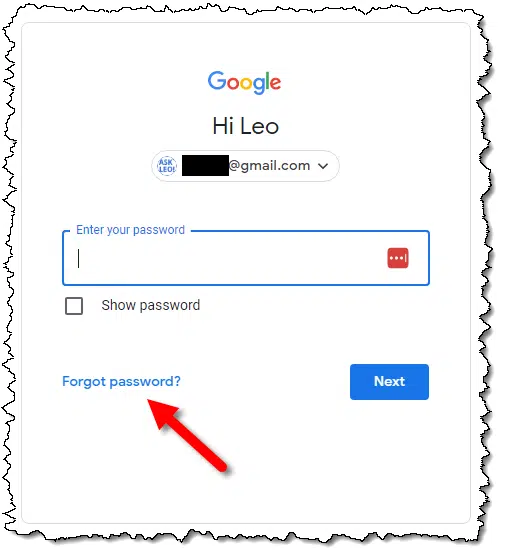 The forgot password link.