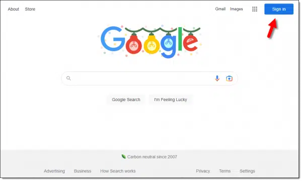 Google search page, not signed in.