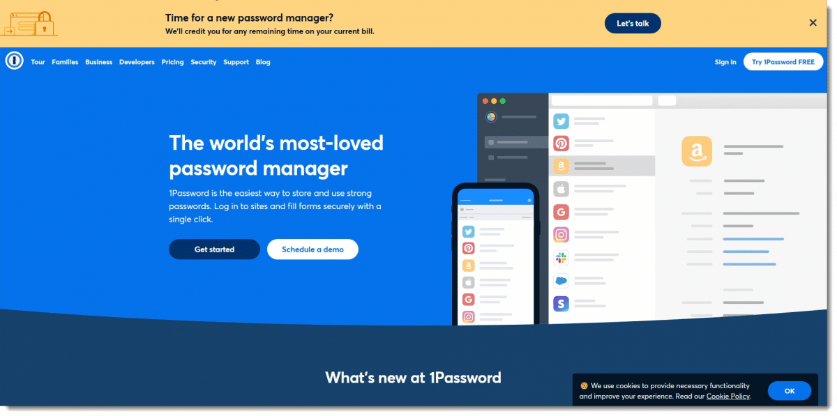 1password.com homepage.