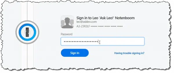 Signing in to the 1Password browser extension.