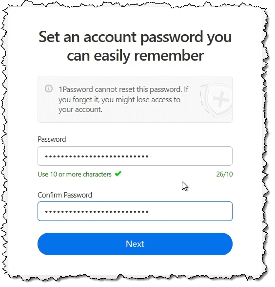 1Password master password.