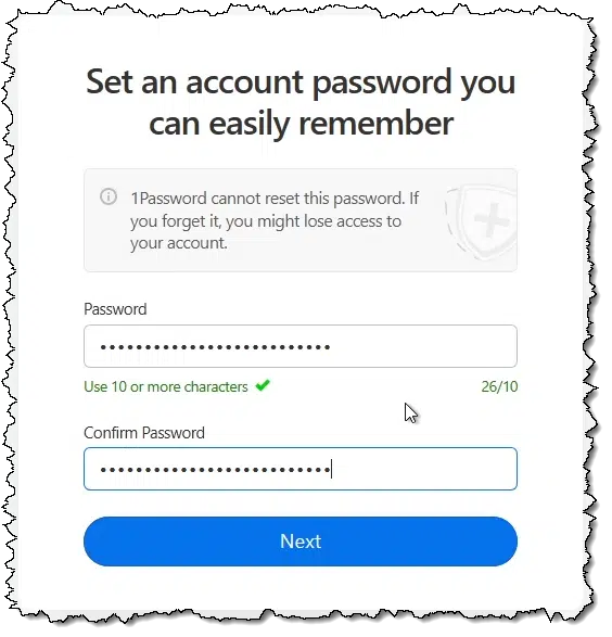 1Password master password.