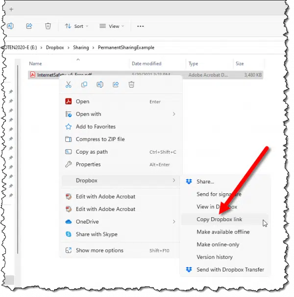 Copy Dropbox Link