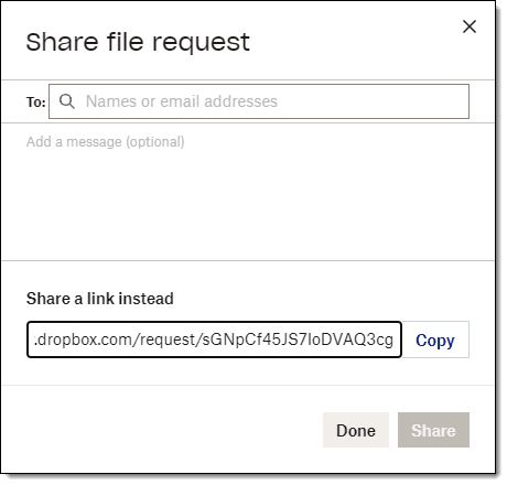Share file request dialog.