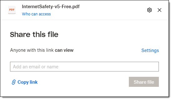 Share this file dialog.