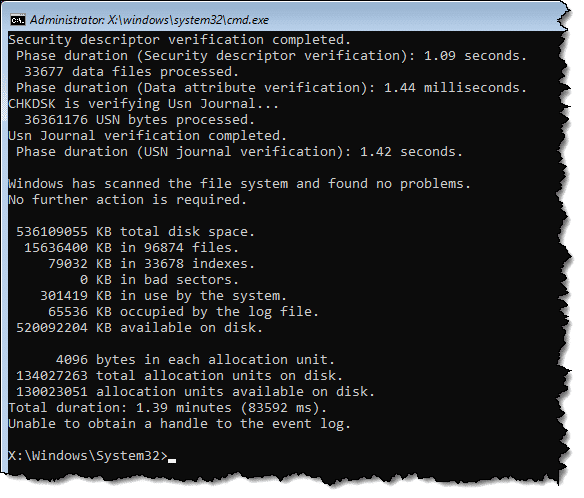 CHKDSK complete.