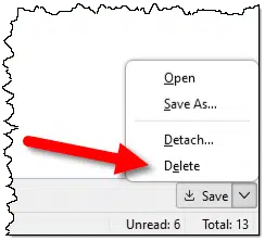 The Delete Attachment item.