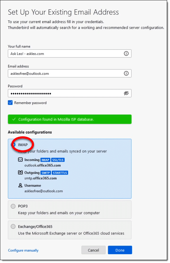 Outlook.com mail settings.