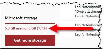 Microsoft Storage used.