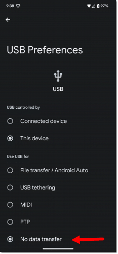 Android USB Connection State.