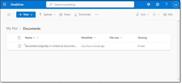 Document automatically uploaded to OneDrive online.