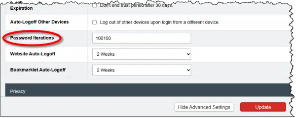 Password Iterations Setting in LastPass