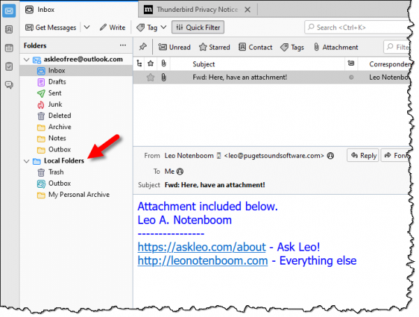Local Folders in Thunderbird