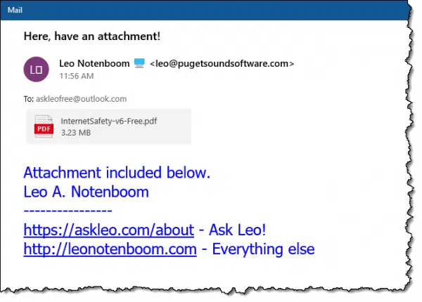 Message opened in mail.