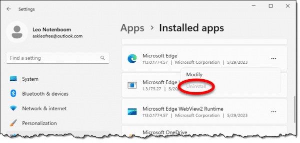 Uninstall Edge? Nope.