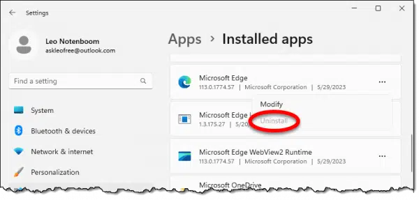 Uninstall Edge? Nope.
