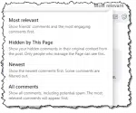 Facebook comment display options