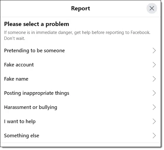 Reporting menu.
