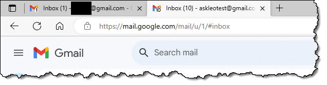 Two different Gmail accounts opened.