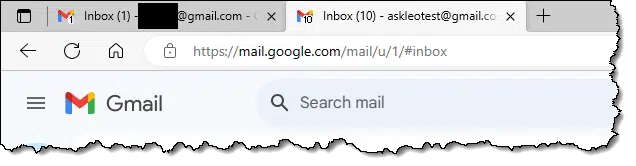 Two different Gmail accounts opened.