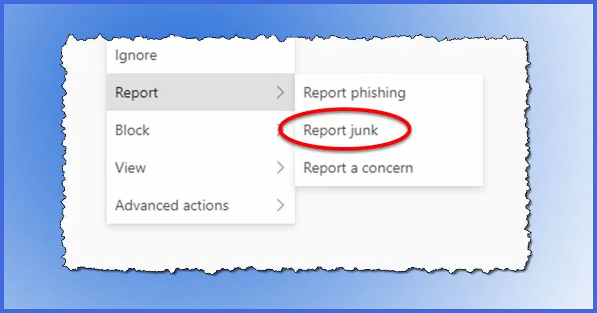 Report Junk link in an email program.