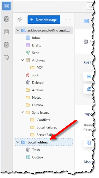 Local folders in Thunderbird.