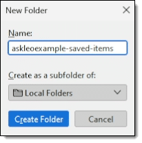 Creating a new folder in Thunderbird.