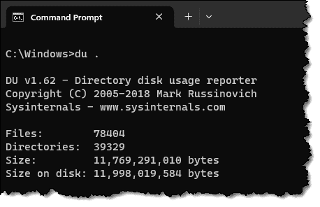 Disk Usage of the Windows folder.