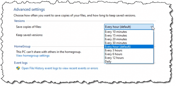 File History Poling Frequency