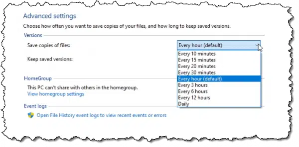File History Poling Frequency