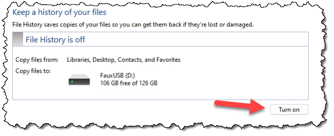 Turn on File History