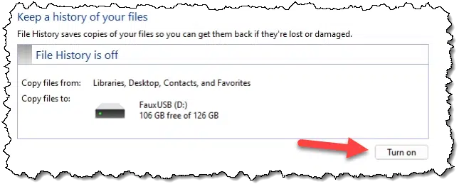 Turn on File History