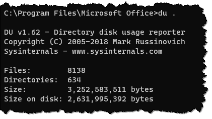 Microsoft Office disk usage.