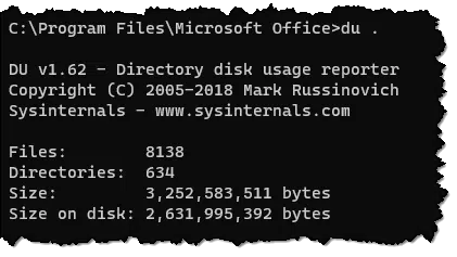 Microsoft Office disk usage.