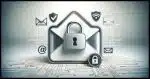 Image featuring a lock superimposed over an email icon. The email icon with the lock is central and surrounded by minimal security symbols, including a subtle shield and a sleek two-factor authentication token. The background is light and uncluttered, focusing on the idea of easy yet effective email protection. The overall aesthetic is clean and straightforward, emphasizing user-friendly digital security.