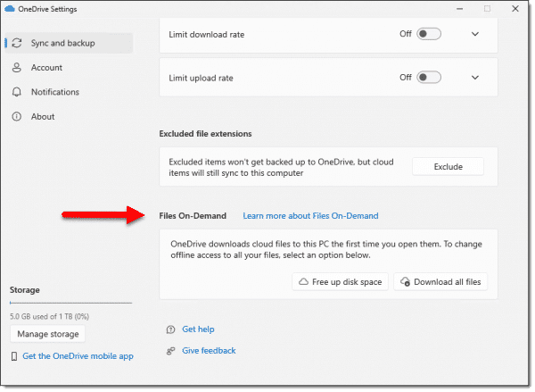 OneDrive Files on demand feature.