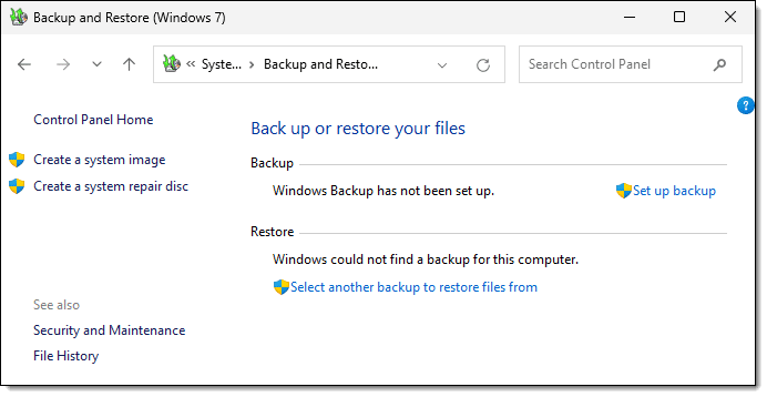 Backup and Restore (Windows 7)