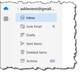 Gmail account, open in the New Outlook, labels not showing.
