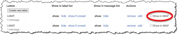 Gmail Show in IMAP setting.
