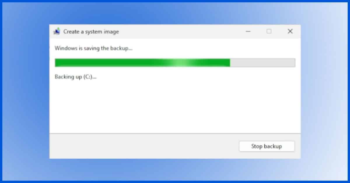 Windows Backup Saving Image