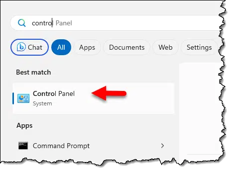 Start -> Search for control panel.