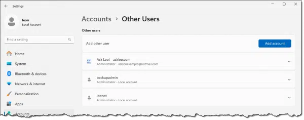 Multiple user accounts.