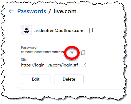 A password saved by Microsoft Edge.