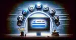 A photorealistic image representing the evolution and consolidation of Microsoft's email services into Outlook.com. The image shows a computer screen with the Outlook.com login page prominently displayed in the center, surrounded by faded logos symbolizing their integration into Outlook.com. The background subtly reflects a timeline, indicating the passage of over 25 years, with visual elements that hint at Microsoft's changing strategies in email services. This represents the journey from multiple sign-in platforms to a single unified access point for all Microsoft email accounts.