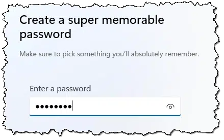 Windows 11 Setup Password.